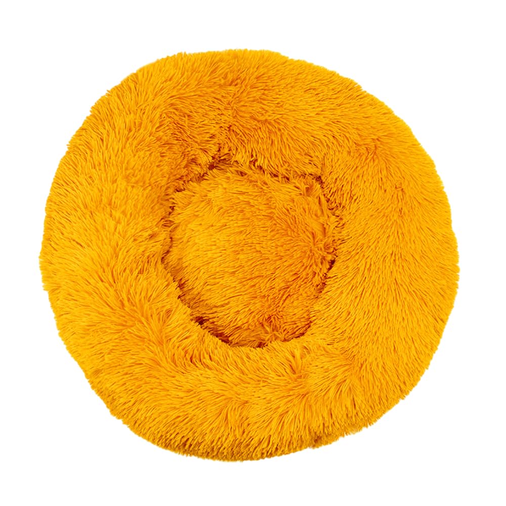 DOTBUY-SHOP Large Dog Bed Washable, Soft Comfy Cat Bed Felt Donut Dog Bed, Pet Bed With Slip-Resistant Bottom, Orthopedic Dog Beds Gift for Small Dogs and Cats (40cm,Gold)