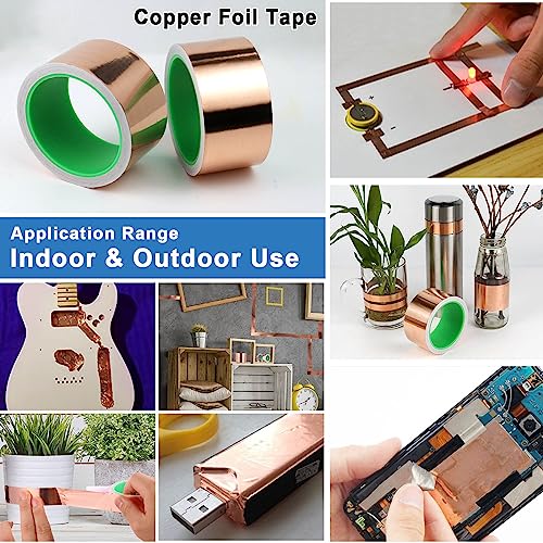 Image of BOMEI PACK 2inch x 49ft Copper Foil Tape with Conductive Adhesive for Guitar and EMI Shielding, Crafts, Soldering, Stained Glass, Electrical Repairs, Grounding 1 Pack