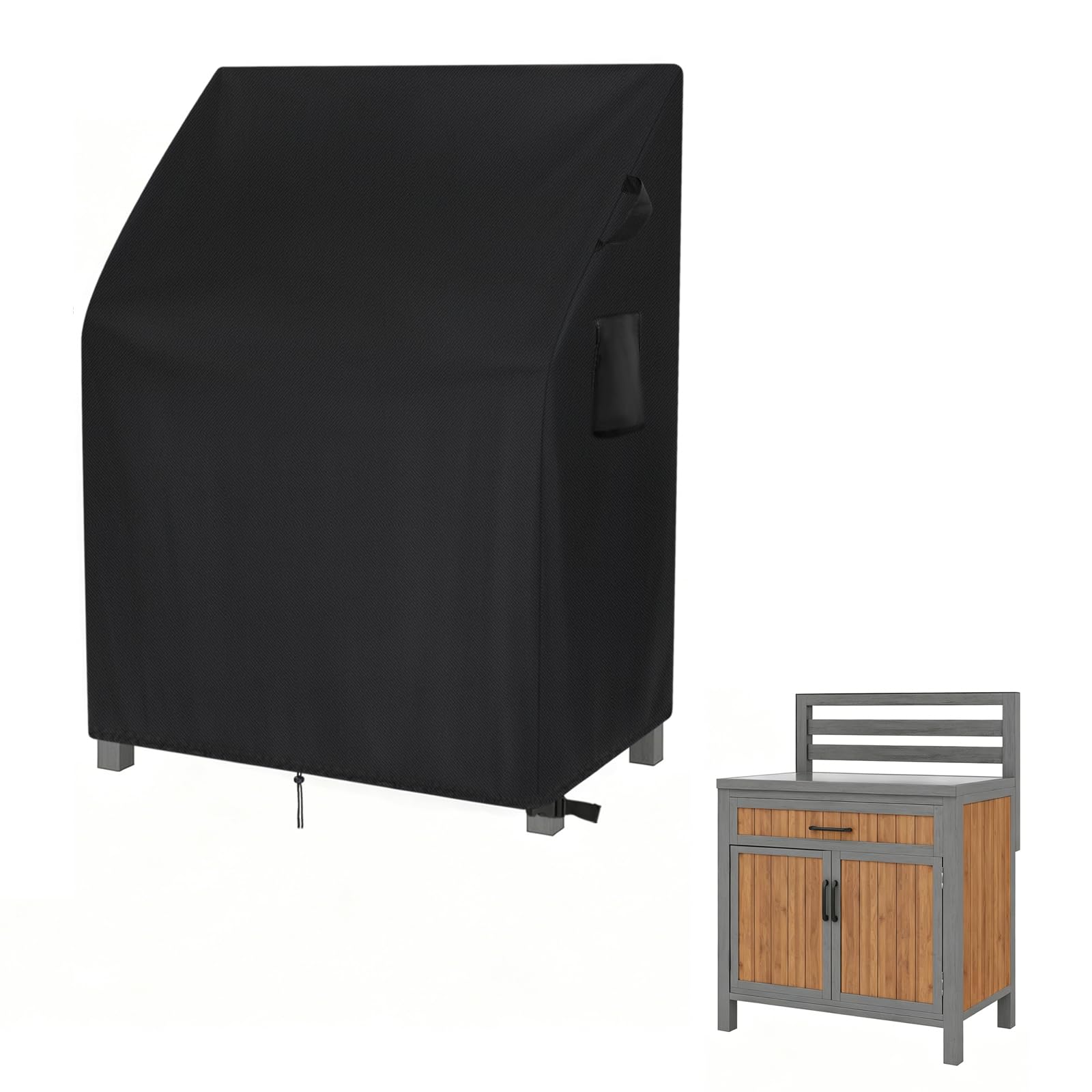 Storage Cabinet Cover, 420D Waterproof Outdoor Cabinet Covers Protective Cover for Garden Potting Bench with Storage Cabinet Patio Water Resistant, Anti-Fade Fabric (83x54x119cm)