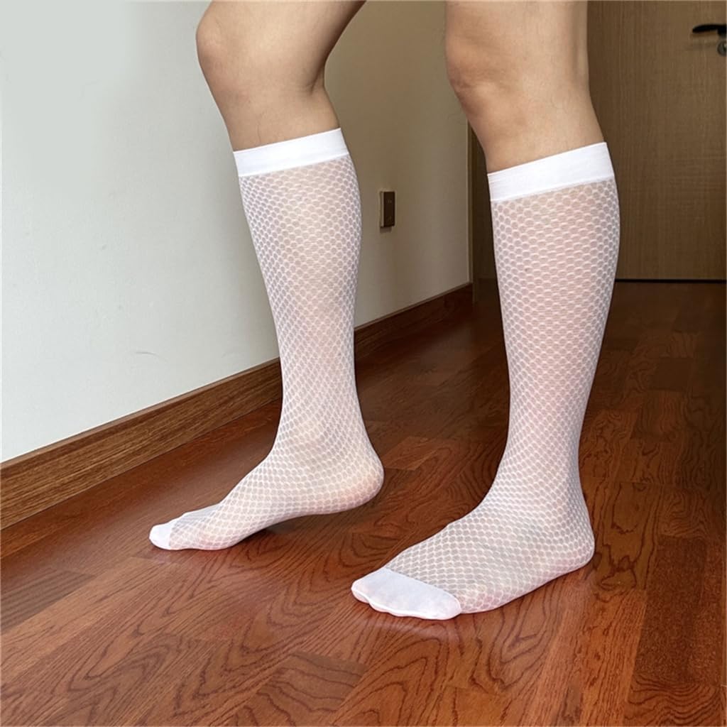 Mens Sheer Business Dress Sock Long Over the Calf Dress or Work Socks Nylon Formal Sock Knee Highs Work Stockings