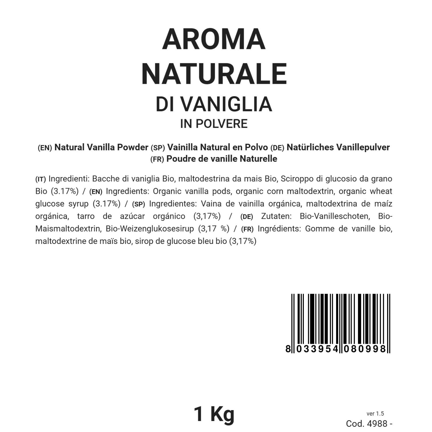 Bongiovanni Bontà Naturali Vanille naturelle en poudre 1 kg