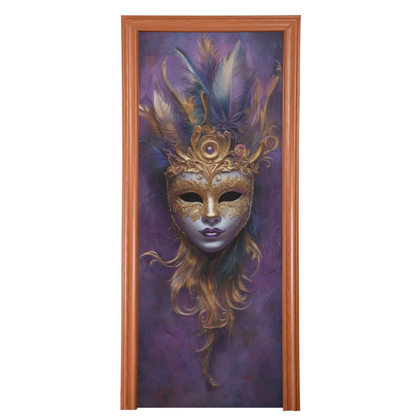 FLildon Carnival Mask Mardi Gras Theme Door Cover Decoration, Party Accessory Porch Decor for Festive Ornament Room Door Covers 36 x 98 Inch