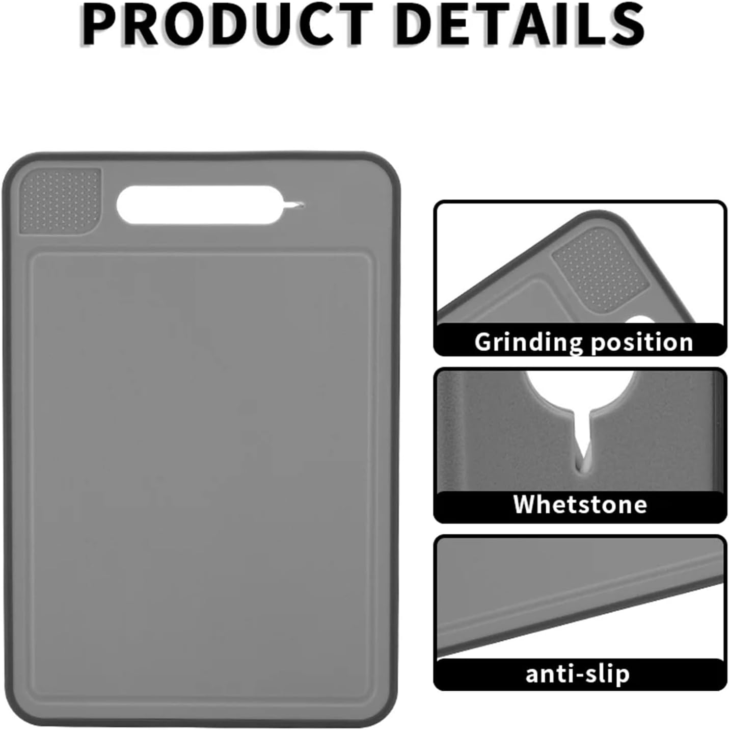 4-in-1 Plastic&Stainless Steel Cutting Board With Knife Sharpener-Non-Slip,Multi-Functional (14.37"x8.27") For Meat,Vegetables(Trumpet)