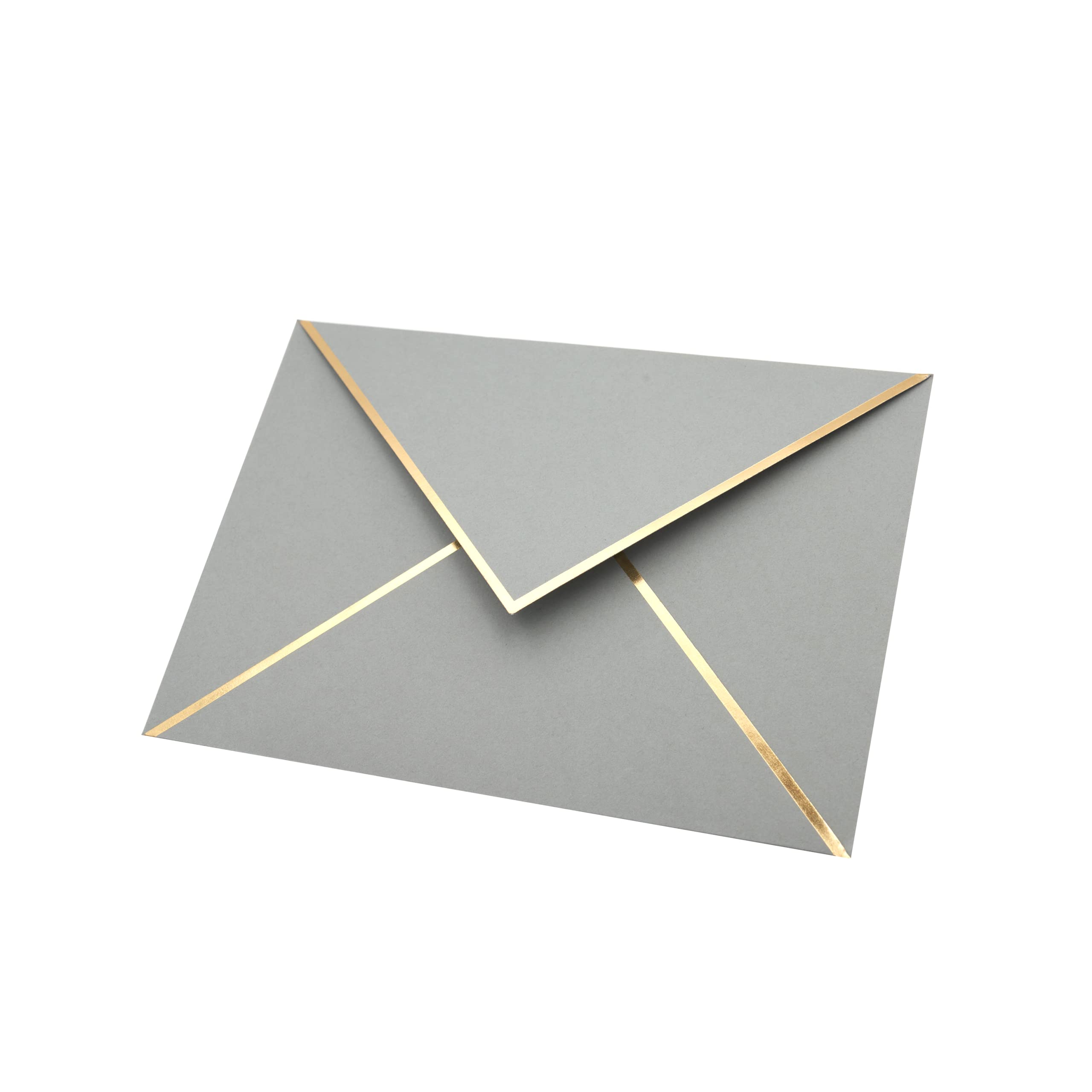 50 A7 Versandkarten-Umschläge Mit Goldenem Rand - V-Klappe, Für 12,7x17,8 Cm Karten, In Blau
