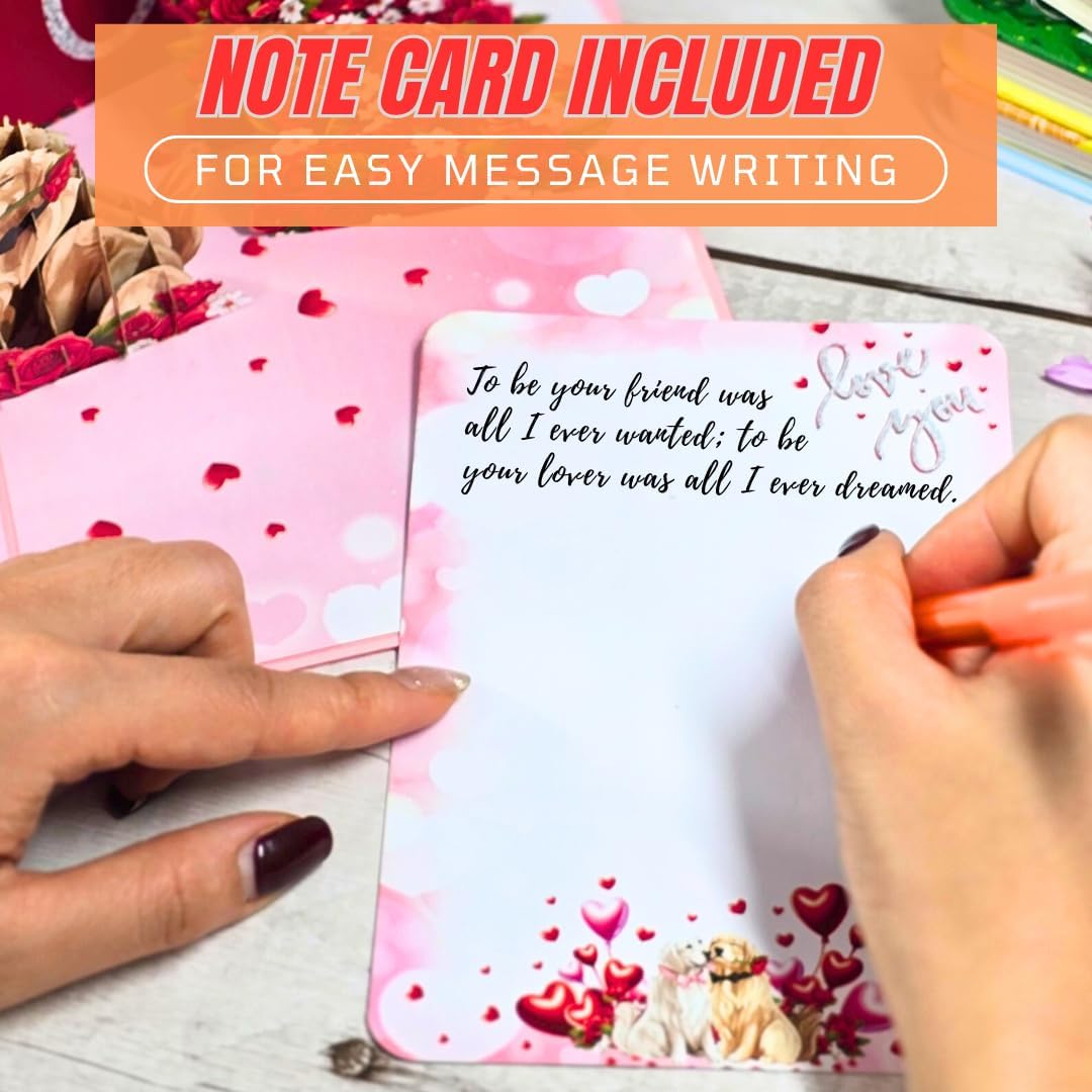 Romantic Couple Dog Valentines Card - 3D Pop Up Valentines Day Card for Husband, Wife, Him, Her, Boyfriend, Girlfriend, 6x8 in Love Valentine Pop Up Cards for Adults - Envelope Included - Image 4