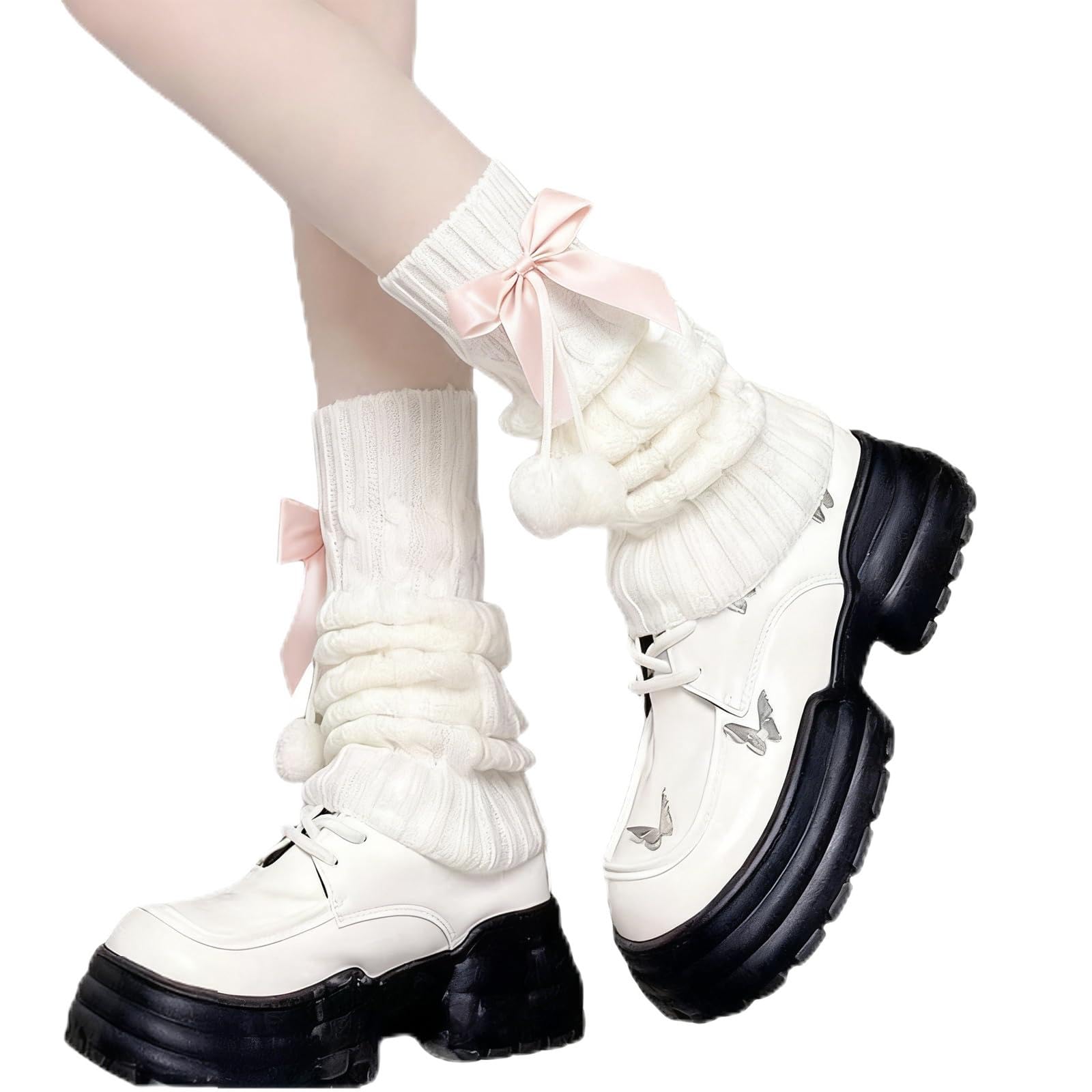 Y2K Leg Warmer Cutecore Accessory Cutecore Leg Warmers for Women Girls Clothes with Pom Poms Kawaii Leg Socks