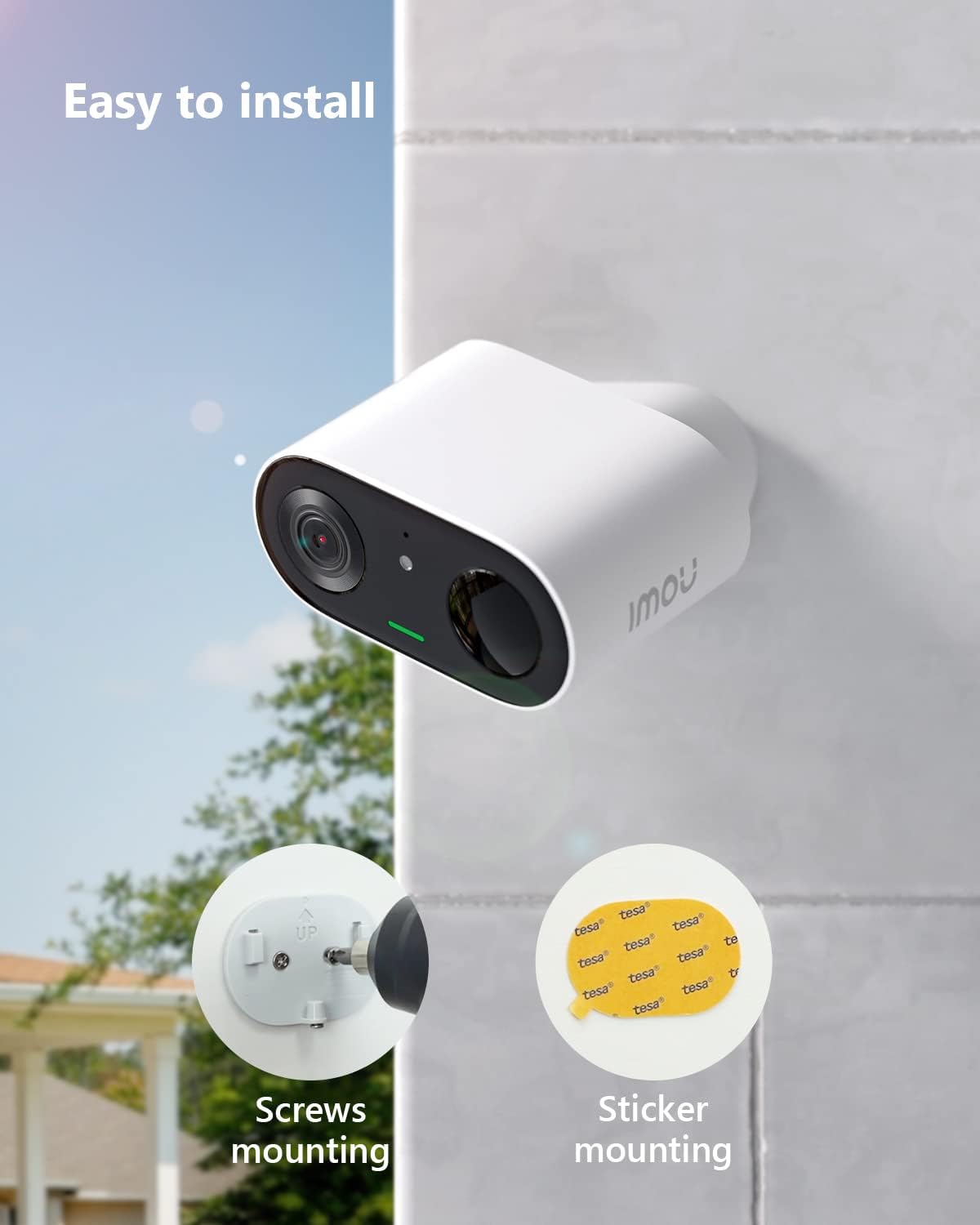 Bezprzewodowa kamera monitorująca Imou 2K WiFi Bateria, zewnętrzna/wewnętrzna kamera monitorująca, kolorowe widzenie w nocy, wykrywanie ludzi, IP65, dwukierunkowe audio, syrena