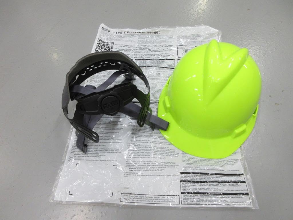 MSA 10061513 V-Gard - Gorra con suspensión de trinquete, alta visibilidad, color amarillo y verde