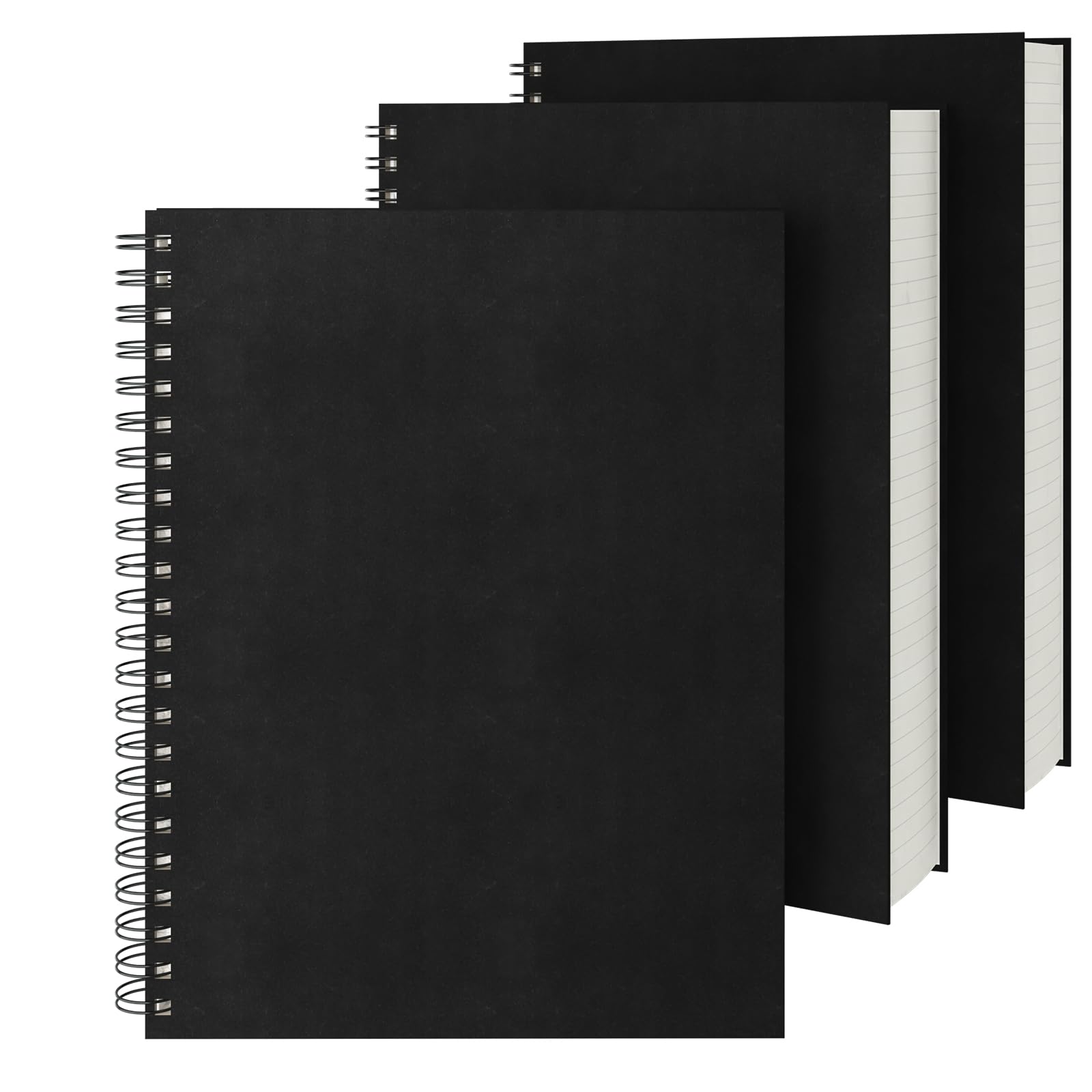 EUSOAR Quaderno a spirale grande, confezione da 3 quaderni A4 21,1 x 28,4 cm, copertina rigida, a righe, 240 pagine (120 fogli), quaderni professionali per appunti fai da te, diari scolastici e