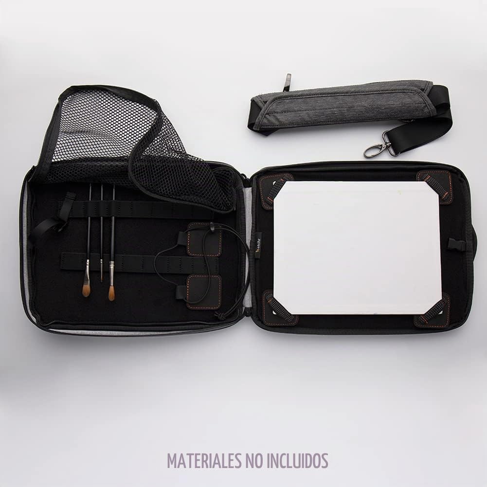 ETCHR Slate Mini Satchel – Bolso de Artista Impermeable - Morral Multifuncional para Suministros de Arte con Componentes para Organización de Herramientas y Placa de Montaje en Trípode