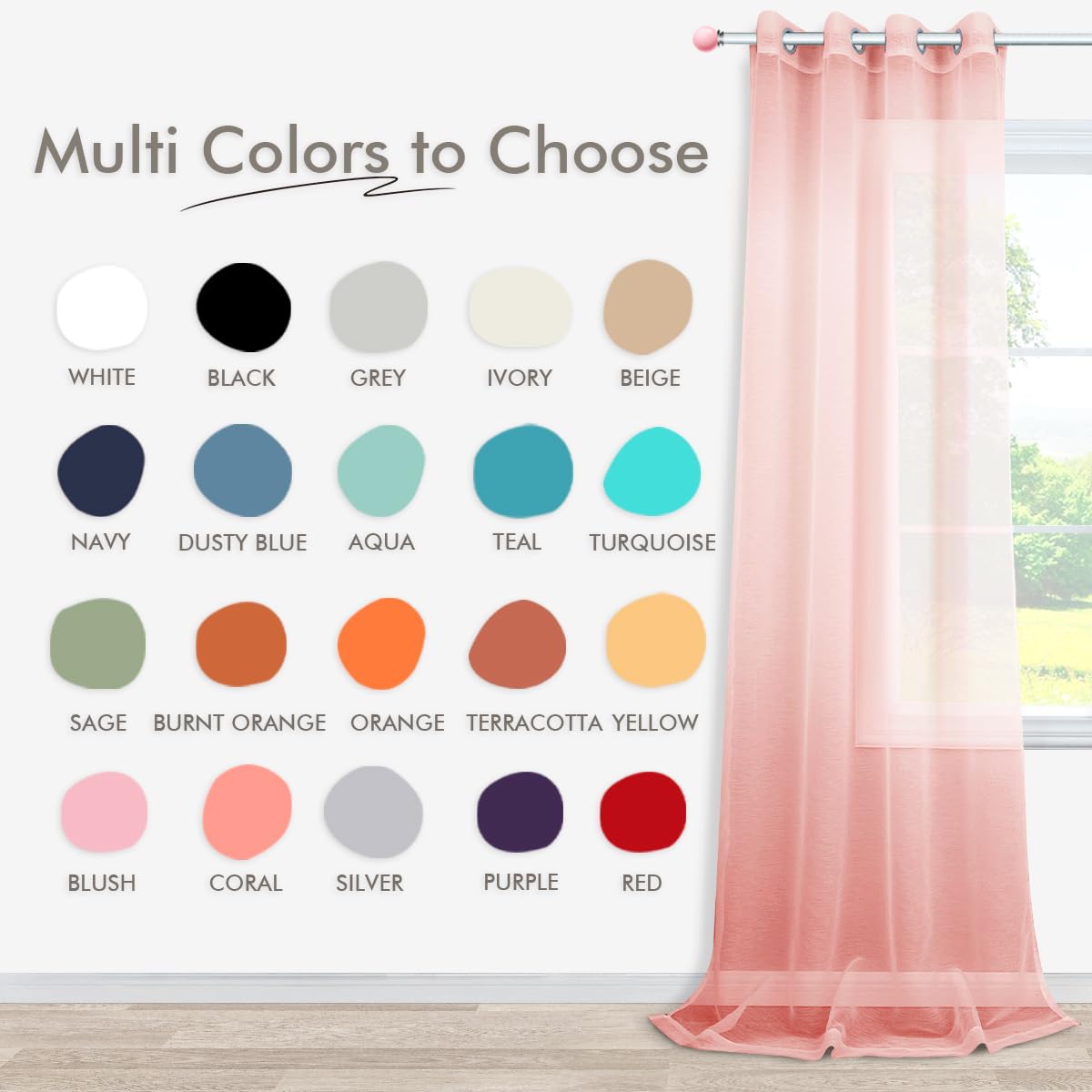 Pink Curtains 96 Inches Long for Girls Room Decor Set 2 Panels Grommet Window Voile Drape Semi Sheer Pastel Curtains for Bedroom Girls Little Toddler Teen Closet Decoration 52x96 Length Light Blush