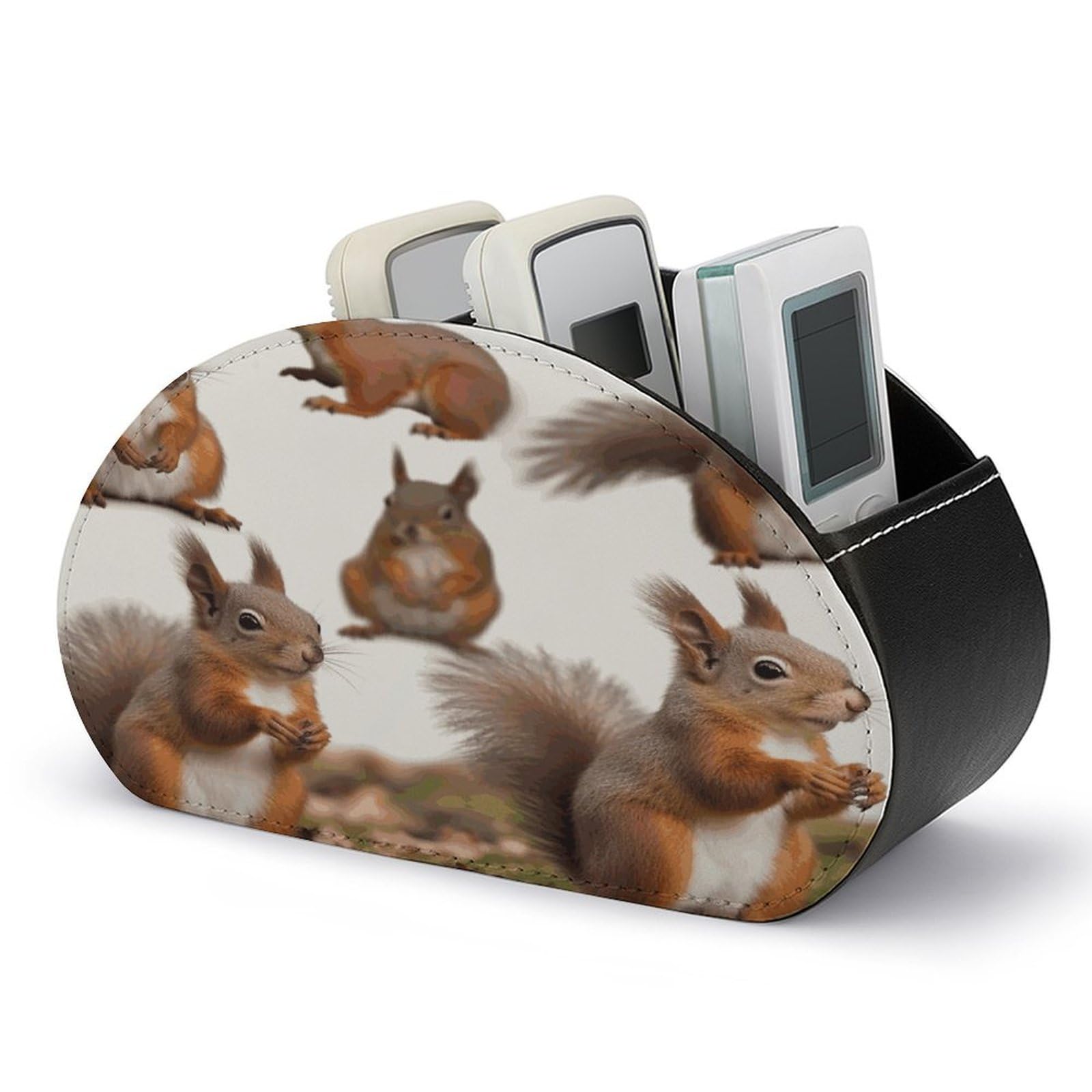 FekiLoot Cute Squirrels Remote Control Holder with 5 Compartments Remote Organizer Caddy for Table TV Remote Caddy Storage Box/Tray Fits Media Controllers Office Supplies