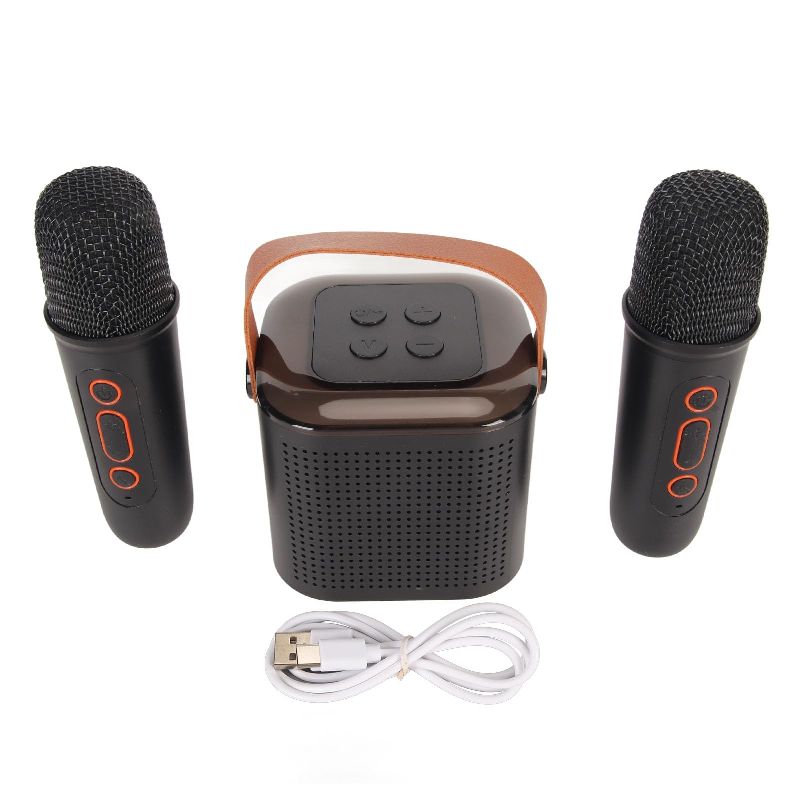 Mini Máquina de Karaoke, Diseño Moderno, Altavoz, Kit de Micrófono, Luz RGB para TV Doméstica (Negro)