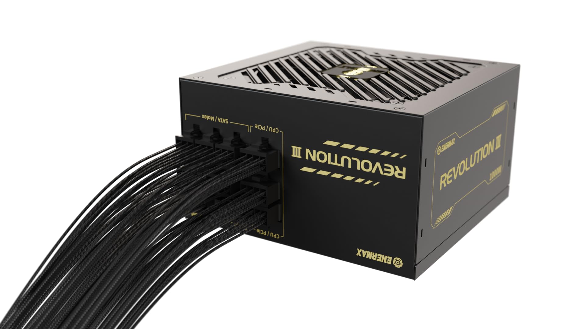 ENERMAX Revolution III 1000W PC Netzteil vollmodular 80+ Gold 5.1 12V-2x6 | PCIe 5.1, 80 PLUS Gold, 120mm FDB-Lüfter flüsterleise, 105°C japanische Kondensatoren, ERV1000G-AHG-MAC