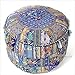 Eyes of India - Plein de Couleurs Patchwork Rond Ottomane Pouf Pouf Housse Sol Sièges Boho Bohème Indien - Bleu Foncé, 22 X 12 in. (55 X 30 cm)