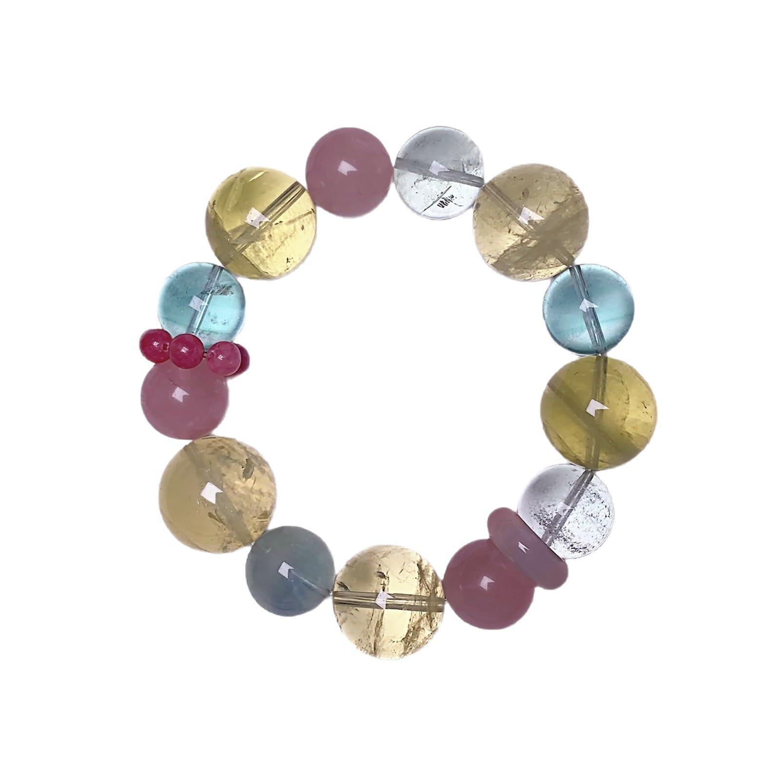 Pulsera multitesoro de Cornucopia de Cristal Natural, Pulsera de Cristal de Pelo Verde Aguamarina de Alta Gama a la Moda para Mujer