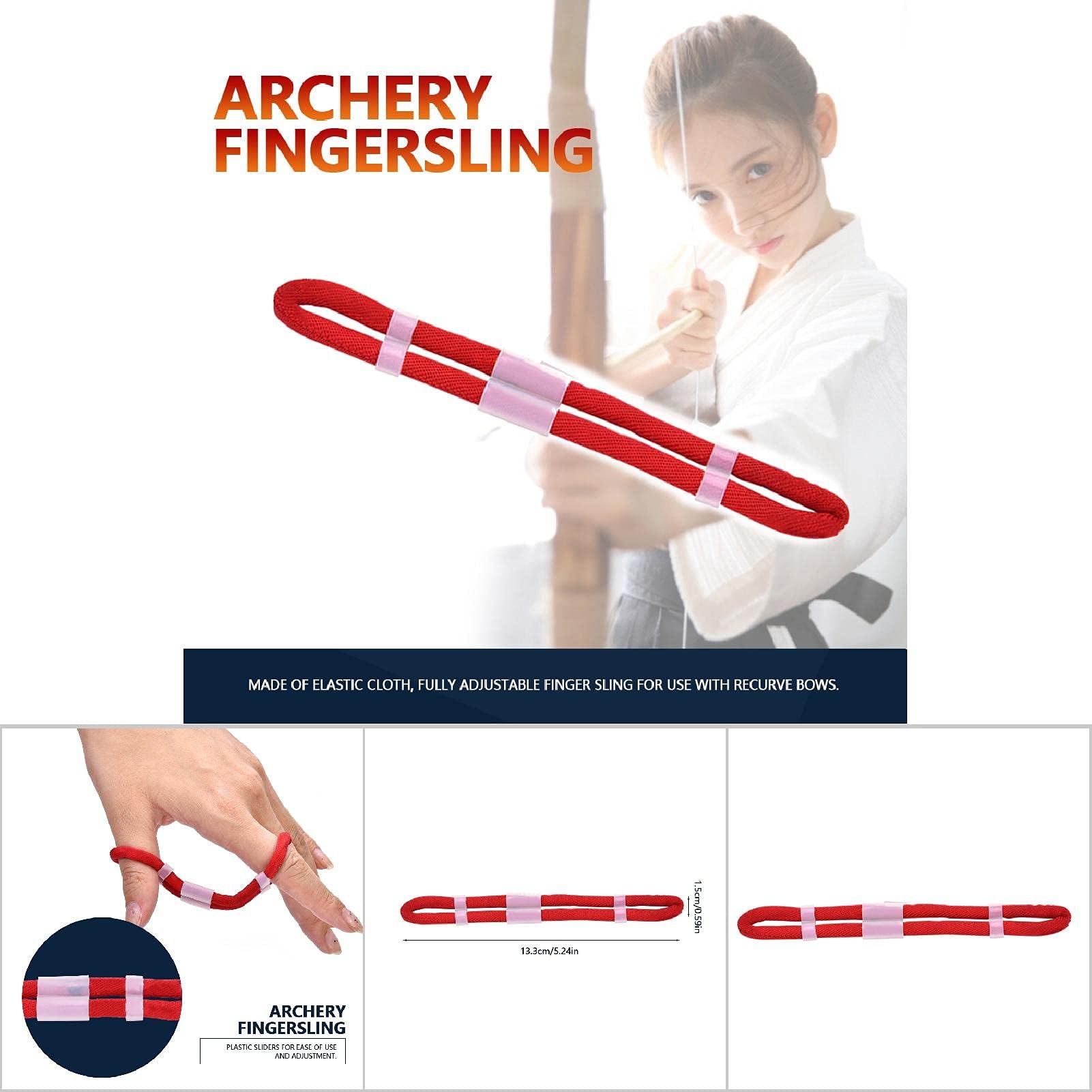 Alomejor Archery Finger Sling élastique en Tissu Fingersling réglable Archery Finger Sling pour Arc recourbé en Plein air