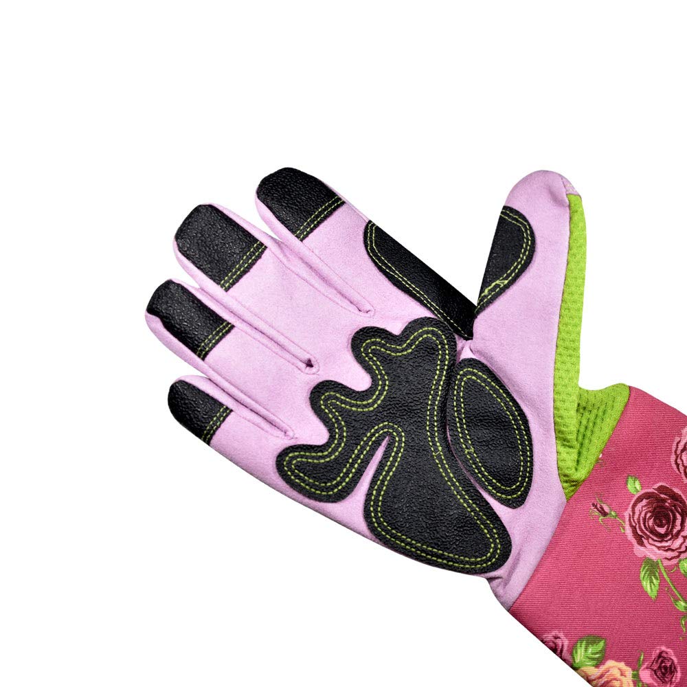 Gartenhandschuhe mit langen Ärmeln für Gartenarbeiter, zum Beschneiden und zum Schutz vor Stürzen, blumenmuster, Medium