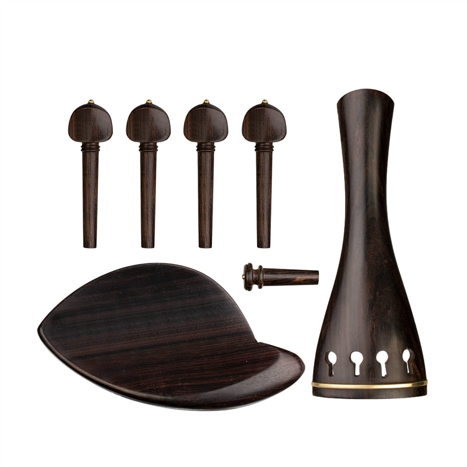 TSTS Streichinstrumente Teile Violinteile Ebenholz Violinwirbel Kinnhalter Endpin Stimmgerät Saitenhalter Set 4/4 Violinteile DIY Violinbeschläge Set Ersatz