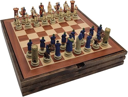 TAISK Juego de ajedrez internacional para niños y adultos, colección clásica de ajedrez con tablero de madera de lujo y almacenamiento de piezas de