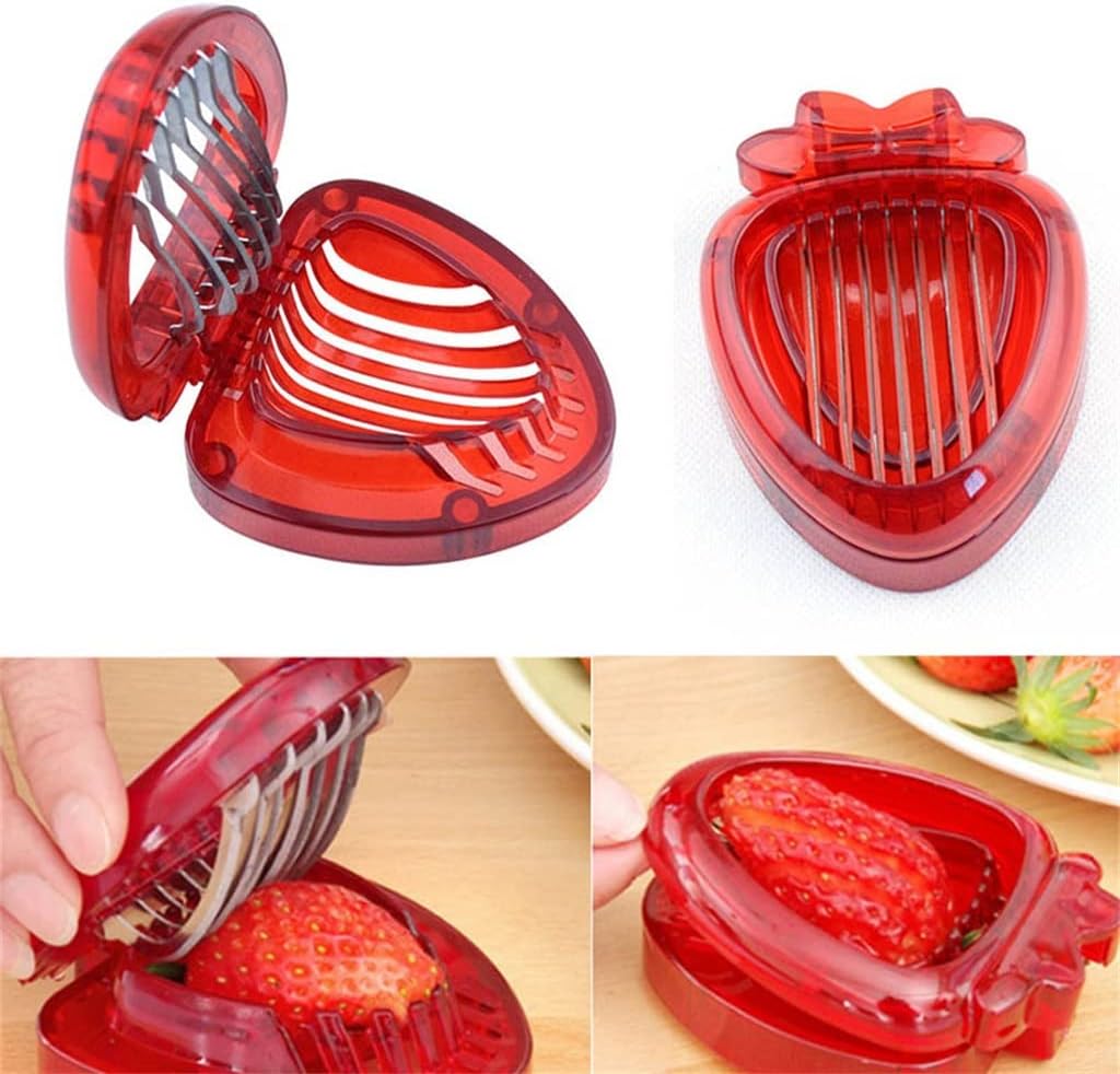 Strawberry Slicer Fruit Cutter Carving Tool Salad Cutter Stainless Steel Strawberry Cutter Fruit Slicer Portable