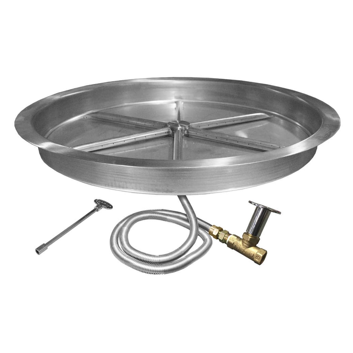 FIREGEARMatch Light Gas Fire Pit Burner Kit (FPB-25RBS22MT-N), Round Bowl Pan, Natural Gas, 25-inch
