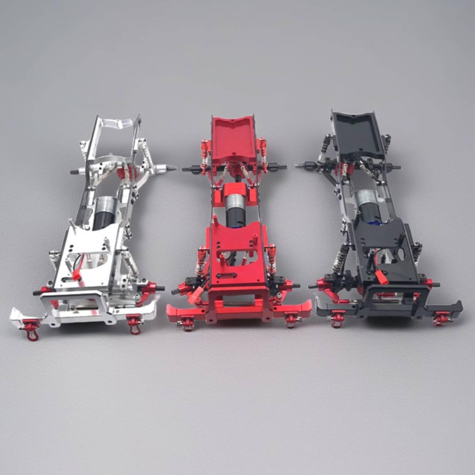 Marco de Coche Eléctrico Estructura RC Crawler Chasis de Metal con Amortiguadores y Vínculos Ajustables Motor 370 Caja Precisa Compatible 1/12 D90 D91, Rojo