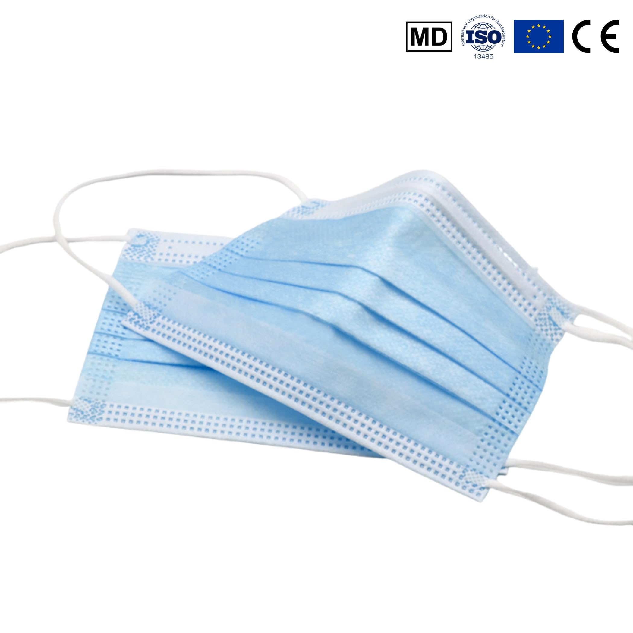 100 pcs. Masque Chirurgical IIR Petite Taille, Approuvé CE | 3 Couches, usage Médical, Protection Certifiée | Jetable - non Réutilisable, Couleur Bleu