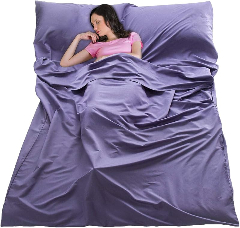 Saco de Dormir Forro Saco de Dormir de Viaje para Todas Las Estaciones para Adultos | Ligero y transpirable, para mochileros y acampadas, barrera para hoteles y albergues, lavable a máquina, 3 tamaños