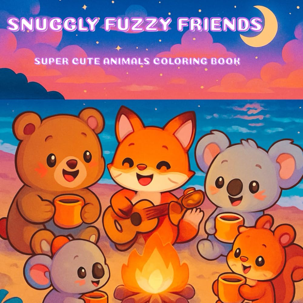 Snuggly Fuzzy Friends: Super Cute Kawaii Coloring Book for Adults and Teens with Cozy Animals to Relax and Relieve Stress