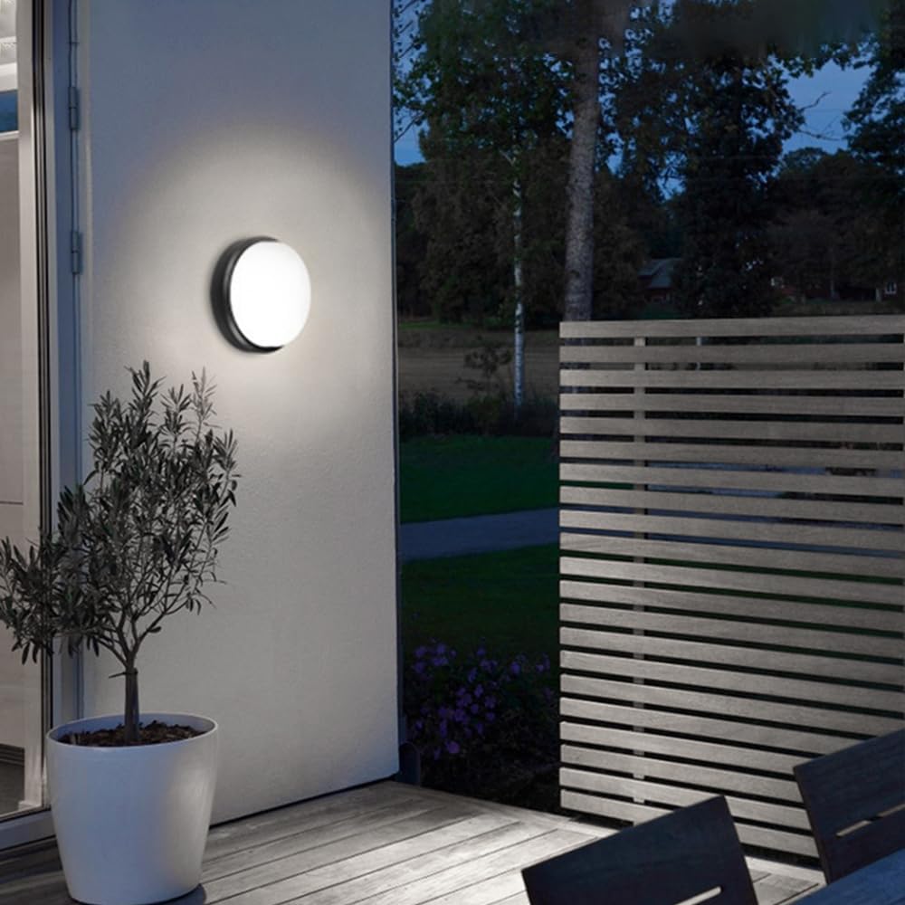 Outdoor Wall Lamp IP54 Waterproof Flush Mount LED Ceiling Light Fixture, 6000K Cool White Ceiling Lamp Outside/Exterior Wall Lighting Fixture, Low Profile Ceiling Lights for Hallway Porch