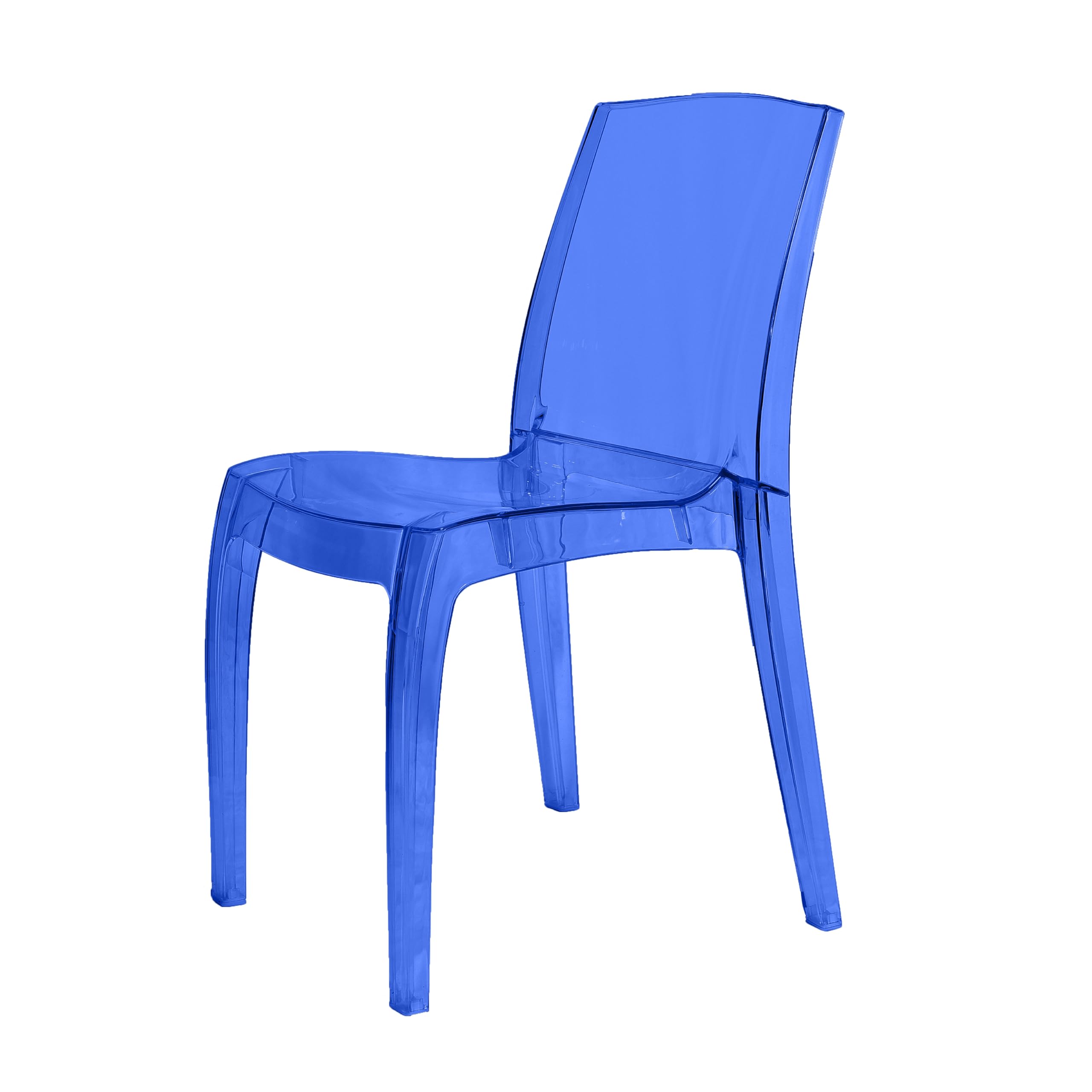1 x Chair Blue Transparent, Recyclable, Strong, Made in UK, Stackable, Durable, Stylish, Comfortable, UV Resistant | Kitchen, Living, Dining, Office, Café, Restaurant, College, Hotel, Event