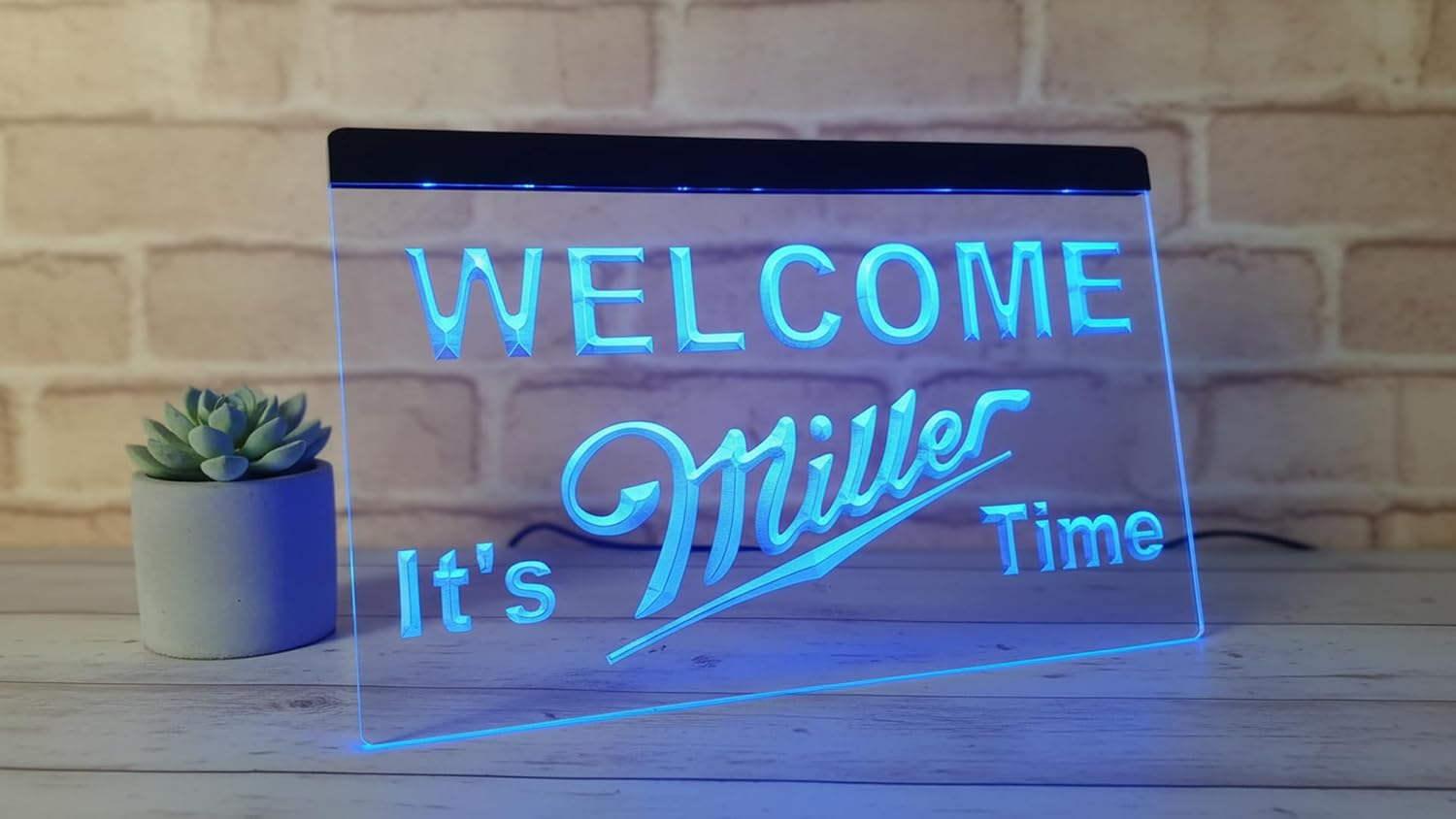 It's Miller Time Welcome LED Neon Wall Light Wall Decor Light Up Neon Sign Bedroom Bar Party Christmas Wedding Night Light (30x20cm, blue)