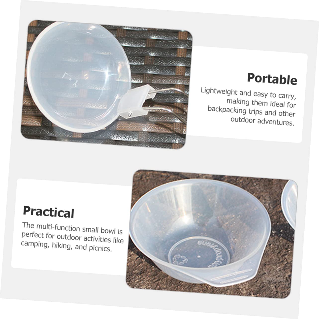 GRIRIW 1Set Portable Plastic Bowl Set with Soup Spoon Stackable Transparent Bowls for Camping Outdoor Dining and Food Storage Lightweight Reusable for Easy Carrying
