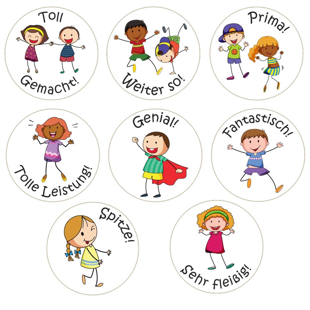 Classroom Capers Mixed 90 X Classroom Friends (Kool Kids) German Reward Stickers For Teachers - 20Mm