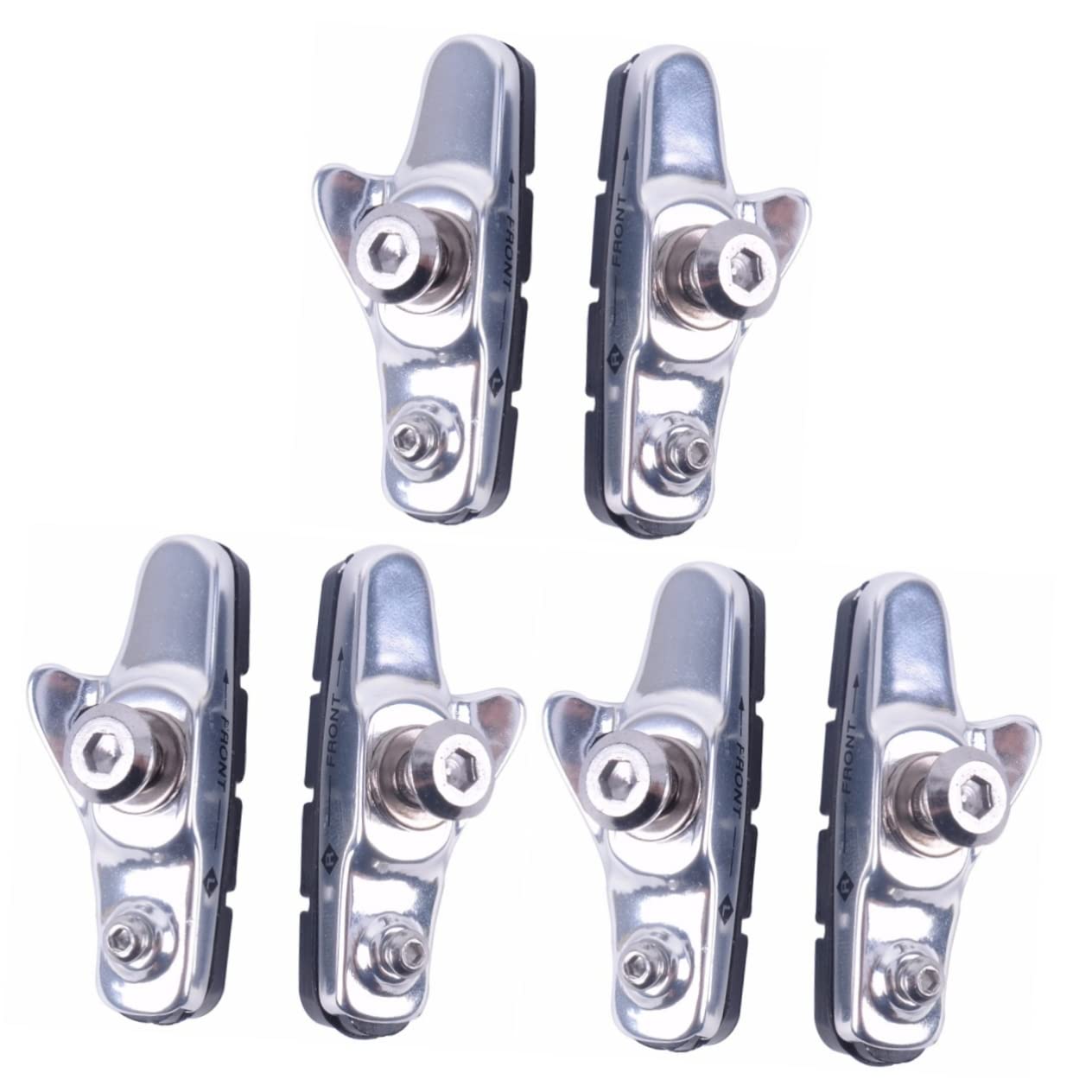 Happyyami 3paia Pastiglie Freni per Bici da Corsa e Mountain Bike Lega di Alluminio Silenziose e Resistenti all Usura Design Curvato Compatibili con Freni c Argento