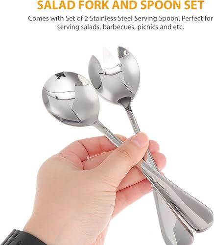 Miniatura 5 de Gatuida Servidores de ensalada juego de servir ensaladas de acero inoxidable servidores de ensalada cuchara de ensalada tenedor de ensalada paquete