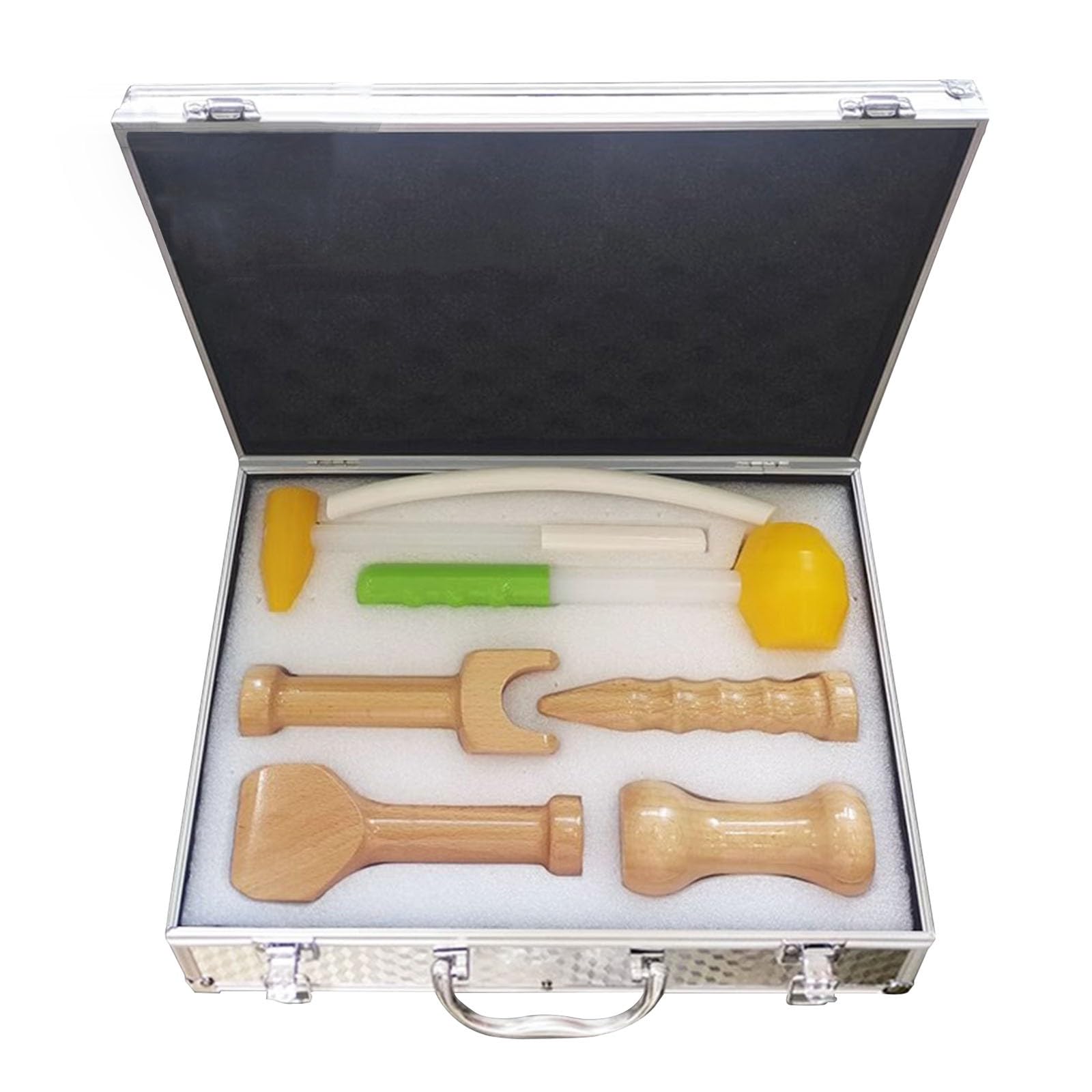 NICHOY Hölzernes Hammer-Massagegerät-Set, Tok Sen-Set, Akupunkturpunkt-Perkussionstherapie-Massagewerkzeuge für die Körpermuskulatur, Massage, Schmerzlinderung(A)