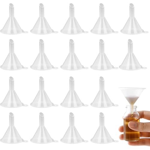 JOHOUSE 50PCS Small Mini Clear Plastic Funnel, Funnels for Kitchen Use, Sand Art, Lab Bottles, Perfumes, Essential Oils, Ink, Spices, Powder