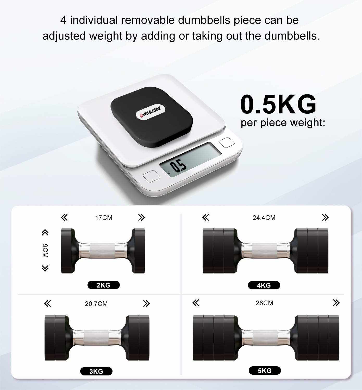 Set di manubri Regolabili da 10 kg, 4 in 1 Set di Pesi Liberi per Donne e Uomini, Allenamento in Palestra a casa per l'allenamento della Forza