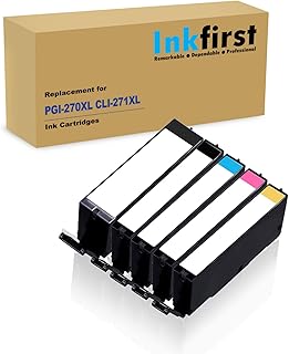 1 Set of 5 Inkfirst Compatible PGI-270XL CLI-271XL PGI-270 CLI-271 Ink Cartridges Replacement for Canon PIXMA MG6820 MG6821 MG6822 MG7720 TS5020 PGI270XL CLI271XL PGI-270XLBK CLI-271BK C M Y