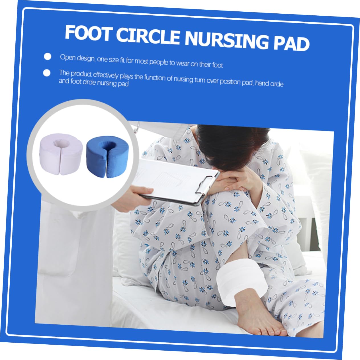 NOLITOY Foot Leg Elevation Pillow Patient Turning Device Pressure Prevention Comfortable Bed Rest 2 Pack White/Blue