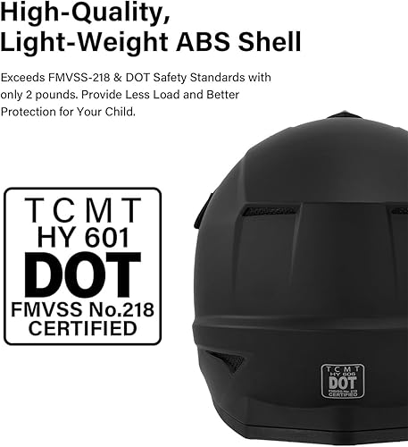 Miniatura 4 de TCT-MOTORPARTS - Casco de motocross (BMX MX) de cara completa para niños y jóvenes, moto todoterreno, de carretera, cuatrimoto (ATV), carrito de