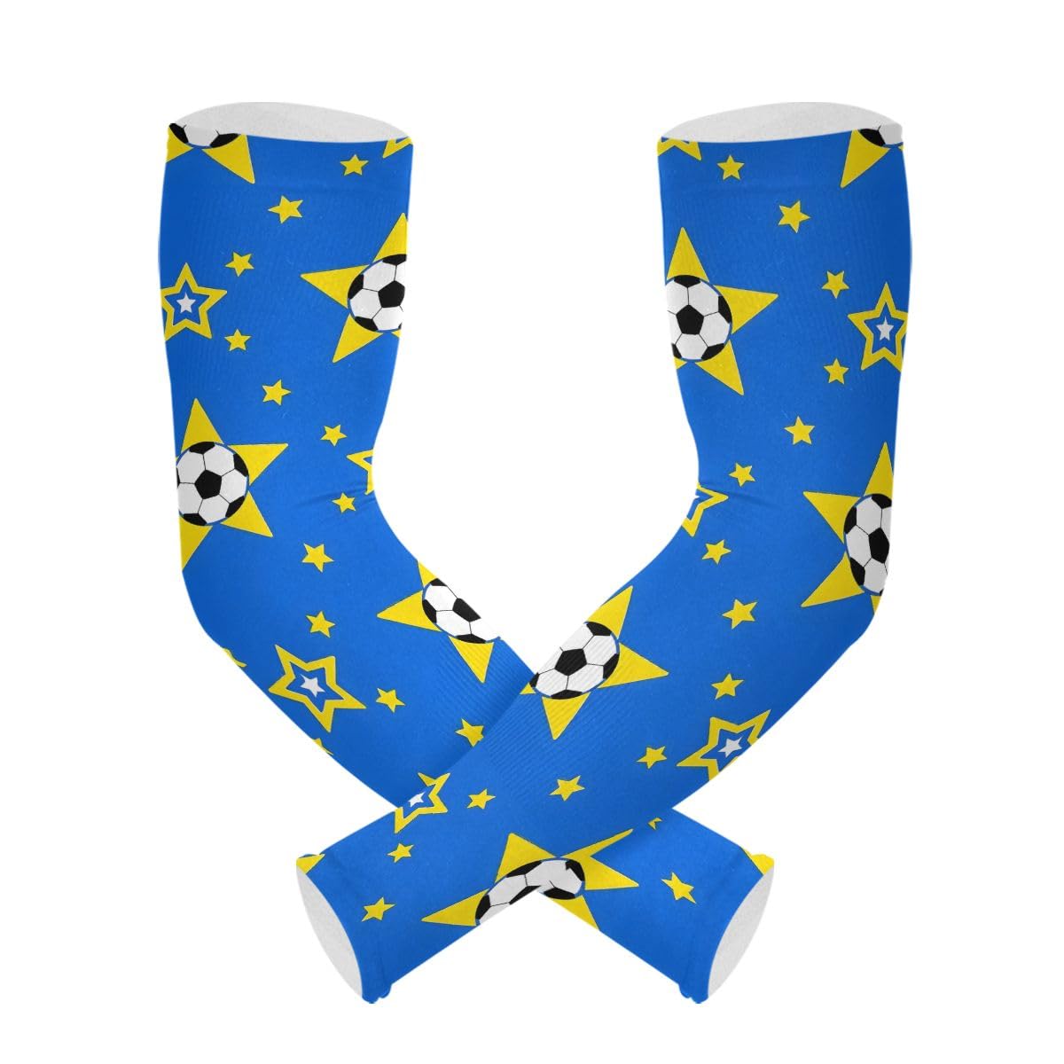 Cooling Arm Sleeves for Men Women UV Sun Protection Arm Covers Soccer Star Compression Sleeves Sports Football Golf Cycling