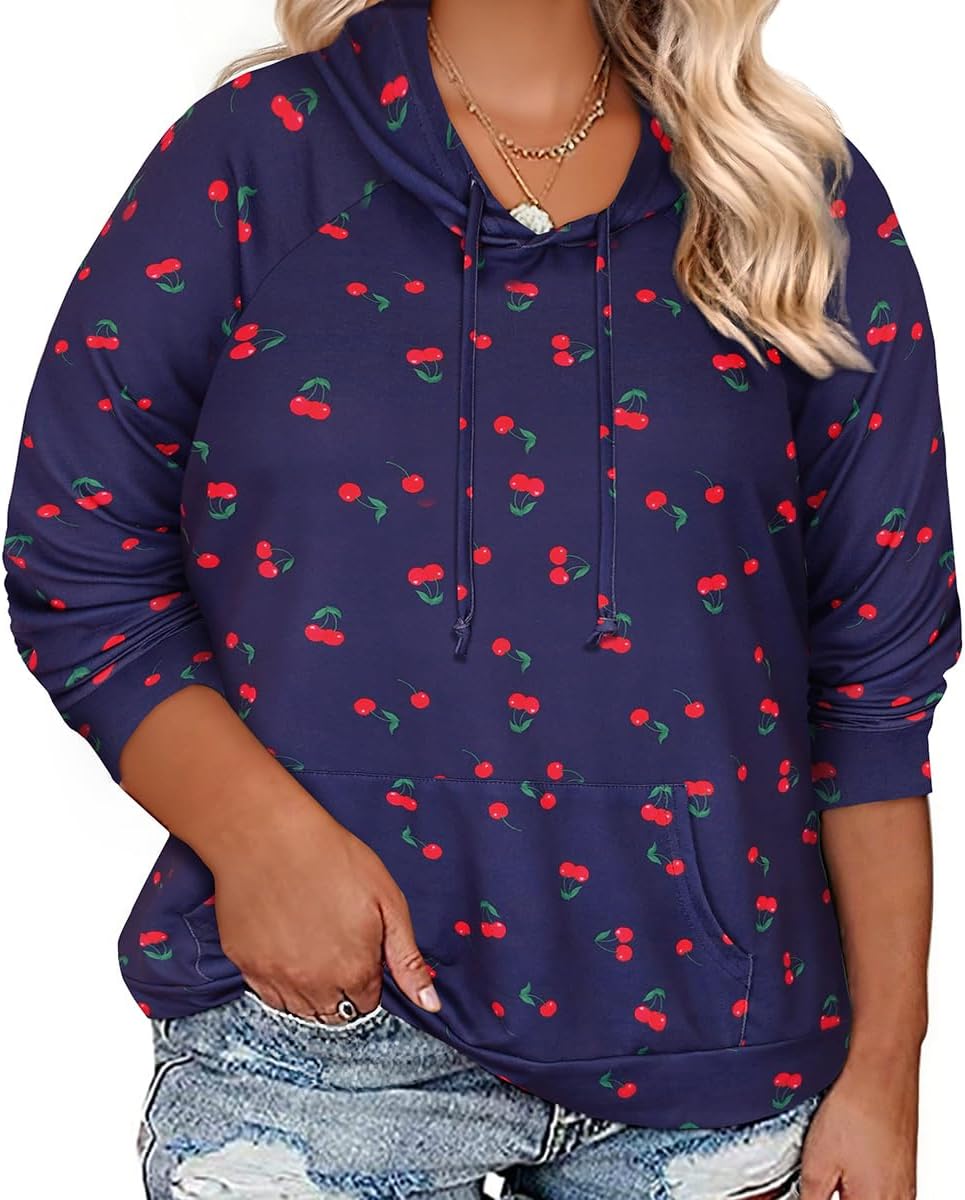 CARCOS Plus Size Hoodies for Women Long Sleeve Pullover Shirts Drawstring Tops XL-5XL
