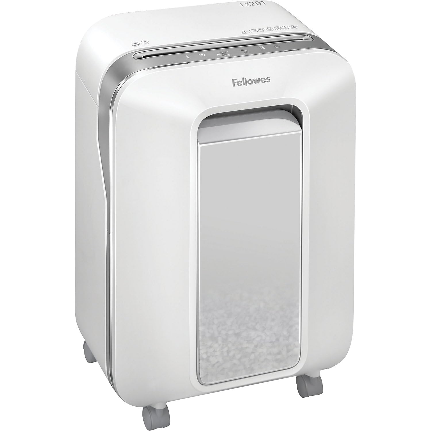 Fellowes distruggi documenti a microframmento LX201, 12 fogli, per casa e piccolo ufficio, uso personale, distruggidocumenti con tecnologia Intellibar, 100% anti inceppamento e Safesense, bianco