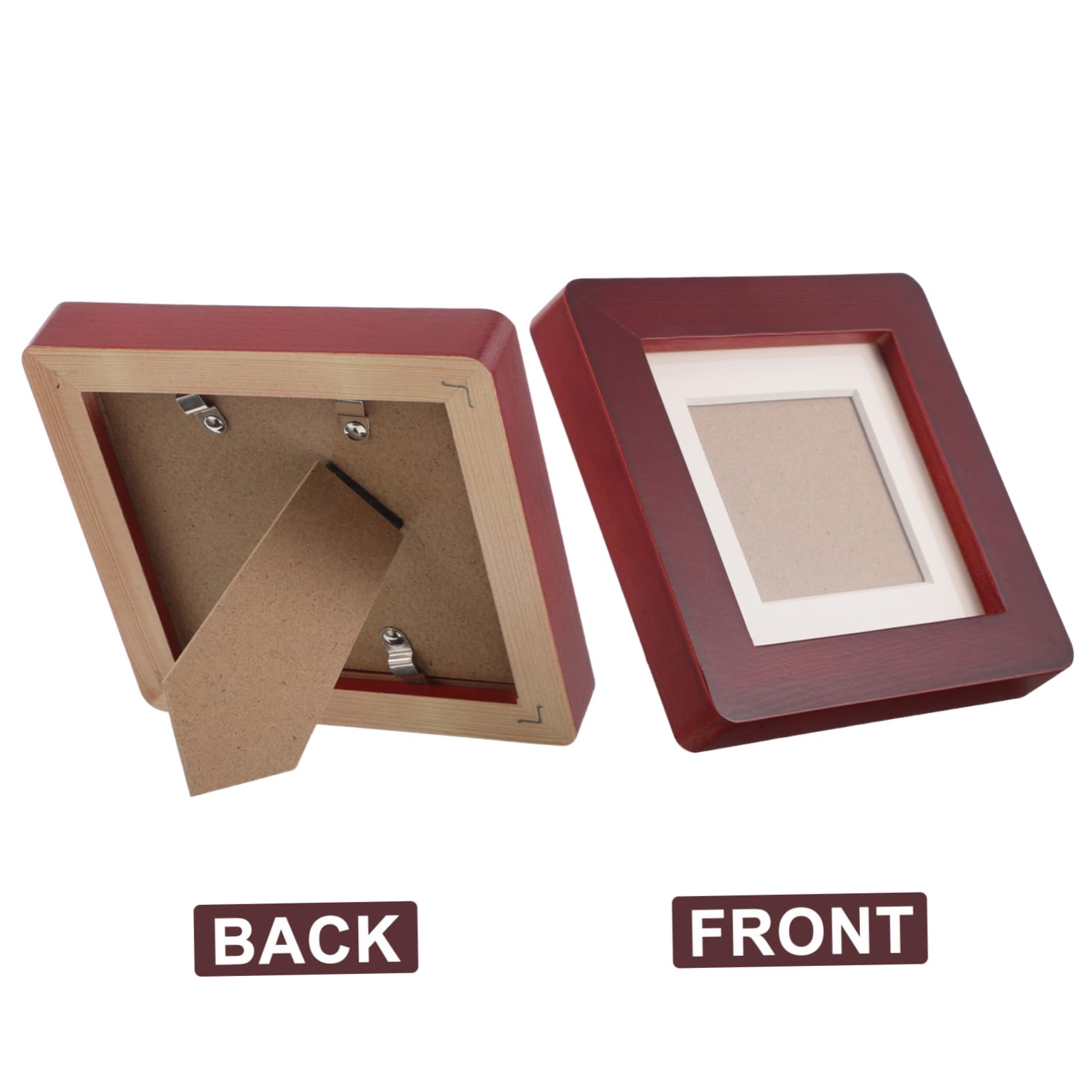ULTECHNOVO Cadre Photo Carré en Bois Massif Ton Bois Foncé, Design Élégant et Compact Motifs Naturels, Cadre Polyvalent pour Bureau et Chambre à Coucher