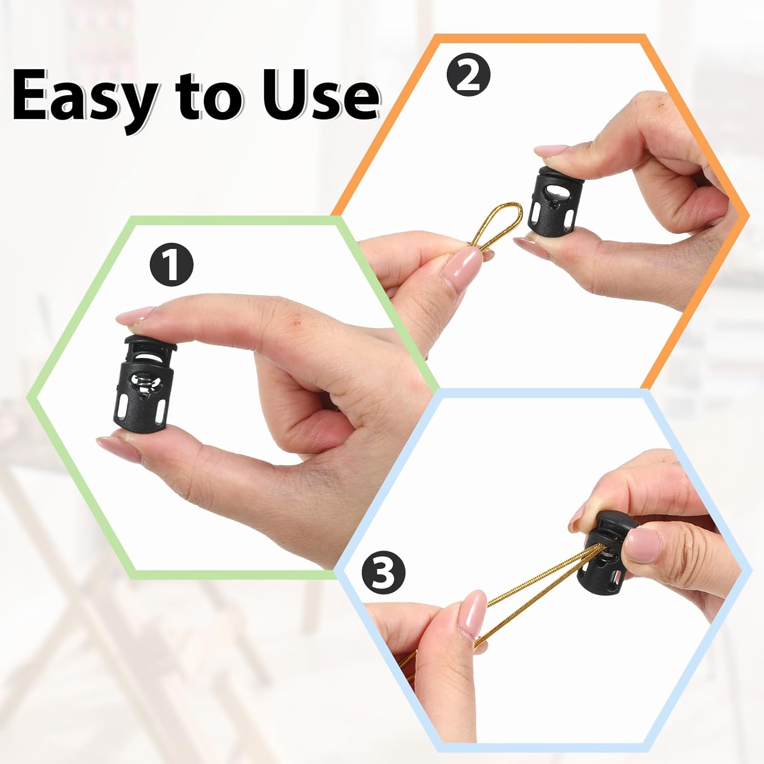 35 Pcs Black Plastic Cord Locks End Spring Toggle Stopper, Single Hole Spring Toggle Stopper for Drawstrings Shoelaces Paracord Bags Clothing Elastic Cord Clothing DIY Projects - Image 4