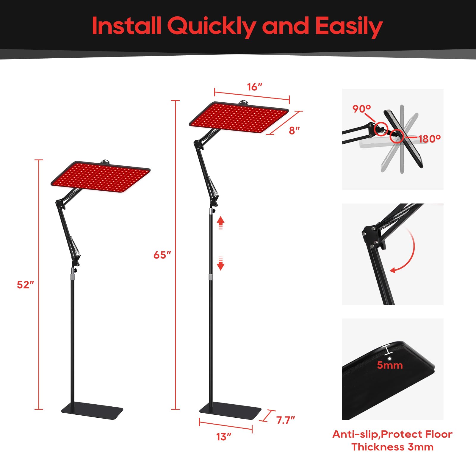 Morfone Red Light Therapy for Face and Body - Wireless Magnetic Remote, 660nm 850nm 940nm 3 in 1 Red Infrared Light Therapy Lamp with Stand with Large Panel, Therapy Device at Home, Gifts for Women