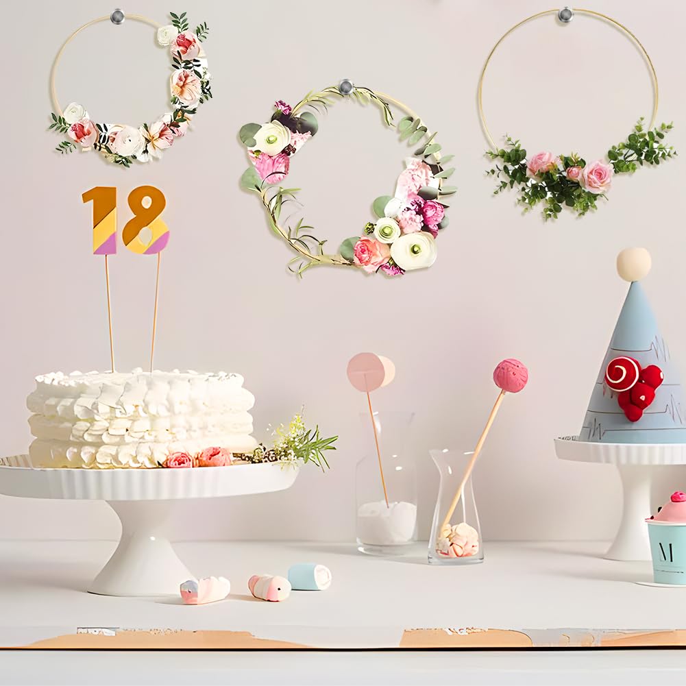 16 pièces de rondelles en bois pour bricoler, attrape-rêves en bois en 4 tailles (8 cm/10 cm/15 cm/20 cm), rondelles pour attrape-rêves, décoration de couronne de mariage et DIY